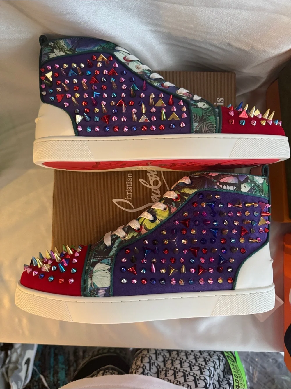 New! Christian Louboutin Louis Pik Pik Orlato high-top sneakers/ “Red Bottoms”